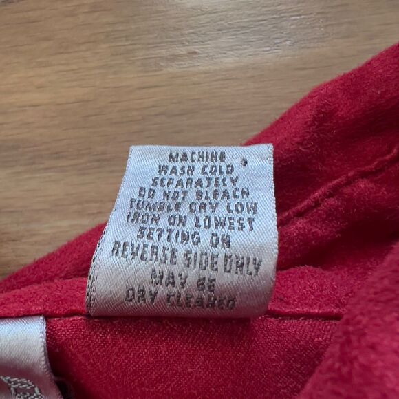 Chico's Button Up Shirt Jacket Shacket Size 3 (XL/16) Red Faux Suede Microfiber - Picture 5 of 8
